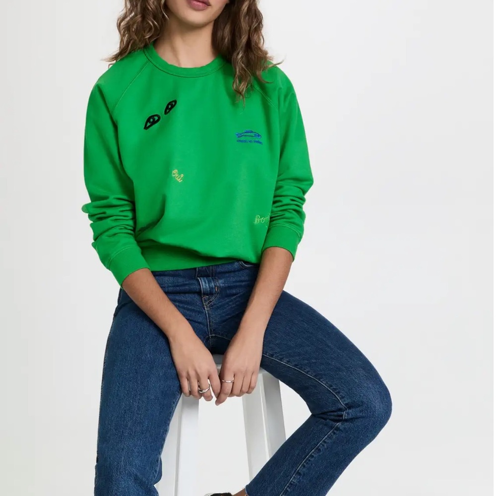 Clare V. Green with Embroidery Sweatshirt
